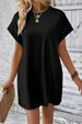 Pocketed Round Neck Short Sleeve Dress -BazaarBey - www.shopbazaarbey.com