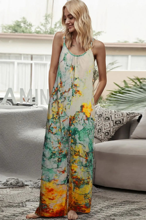 BazaarBey Tie-Dye Spaghetti Strap Jumpsuit with Pockets 