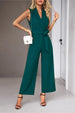 Tie Waist Shawl Collar Sleeveless Jumpsuit Trendsi