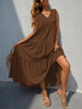 Tiered V-Neck Sleeve Dress -BazaarBey - www.shopbazaarbey.com