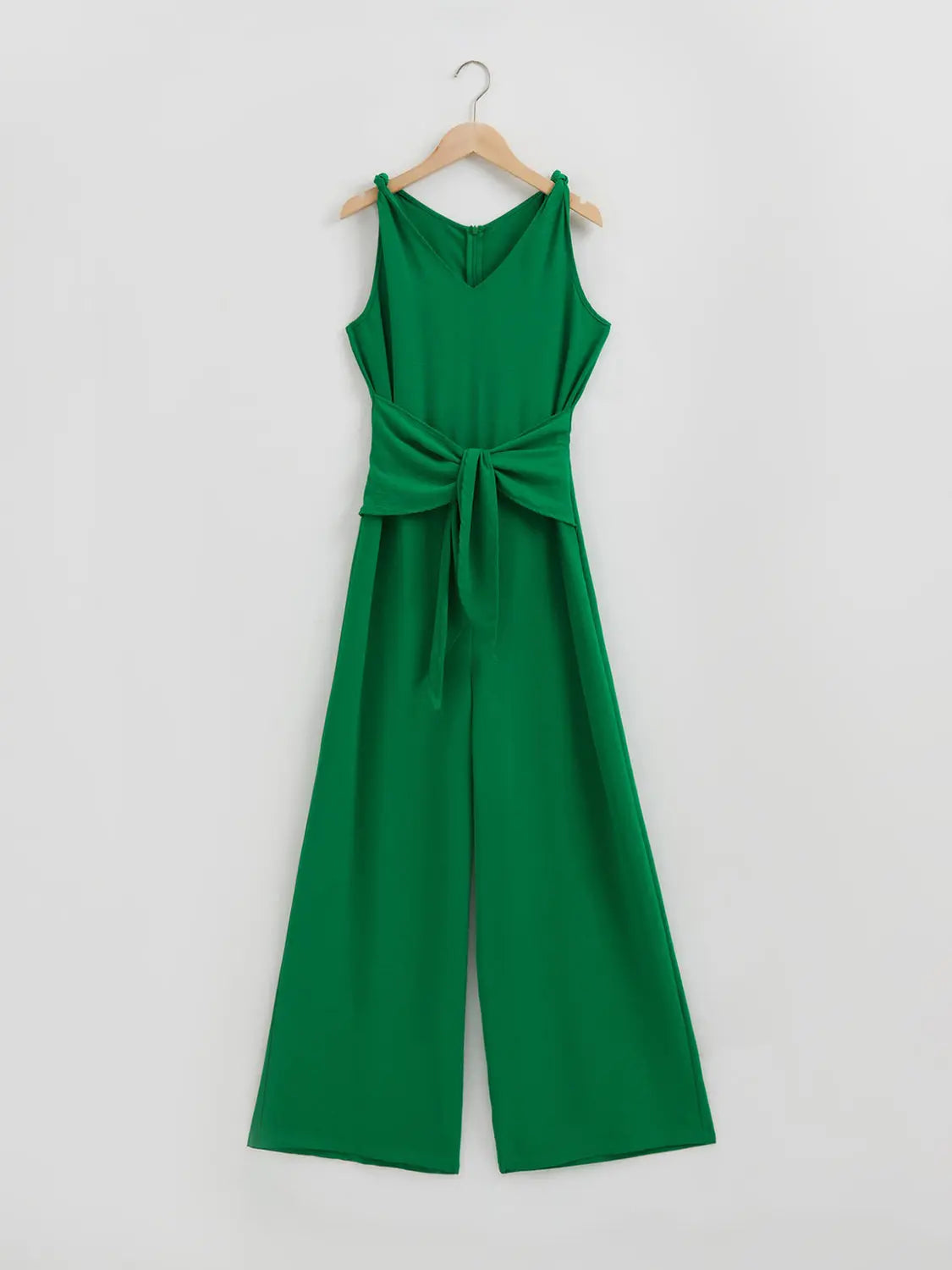  Tie Front Sleeveless Jumpsuit Trendsi