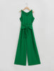  Tie Front Sleeveless Jumpsuit Trendsi