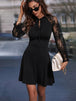 Lace Tie Neck Flounce Sleeve Dress -BazaarBey - www.shopbazaarbey.com