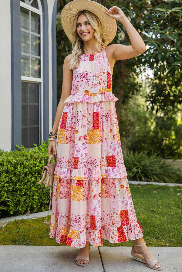   Neck Ruffled Maxi Dress -BazaarBey - www.shopbazaarbey.com
