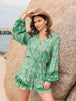 BazaarBey Printed Ruffled Balloon Sleeve Romper 