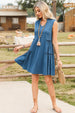 Frill Notched Sleeveless Mini Dress -BazaarBey - www.shopbazaarbey.com