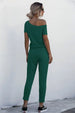 Asymmetrical Neck Tied Jumpsuit with Pockets Bazaarbey