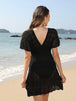 Openwork Plunge Short Sleeve Cover-Up Dress Trendsi