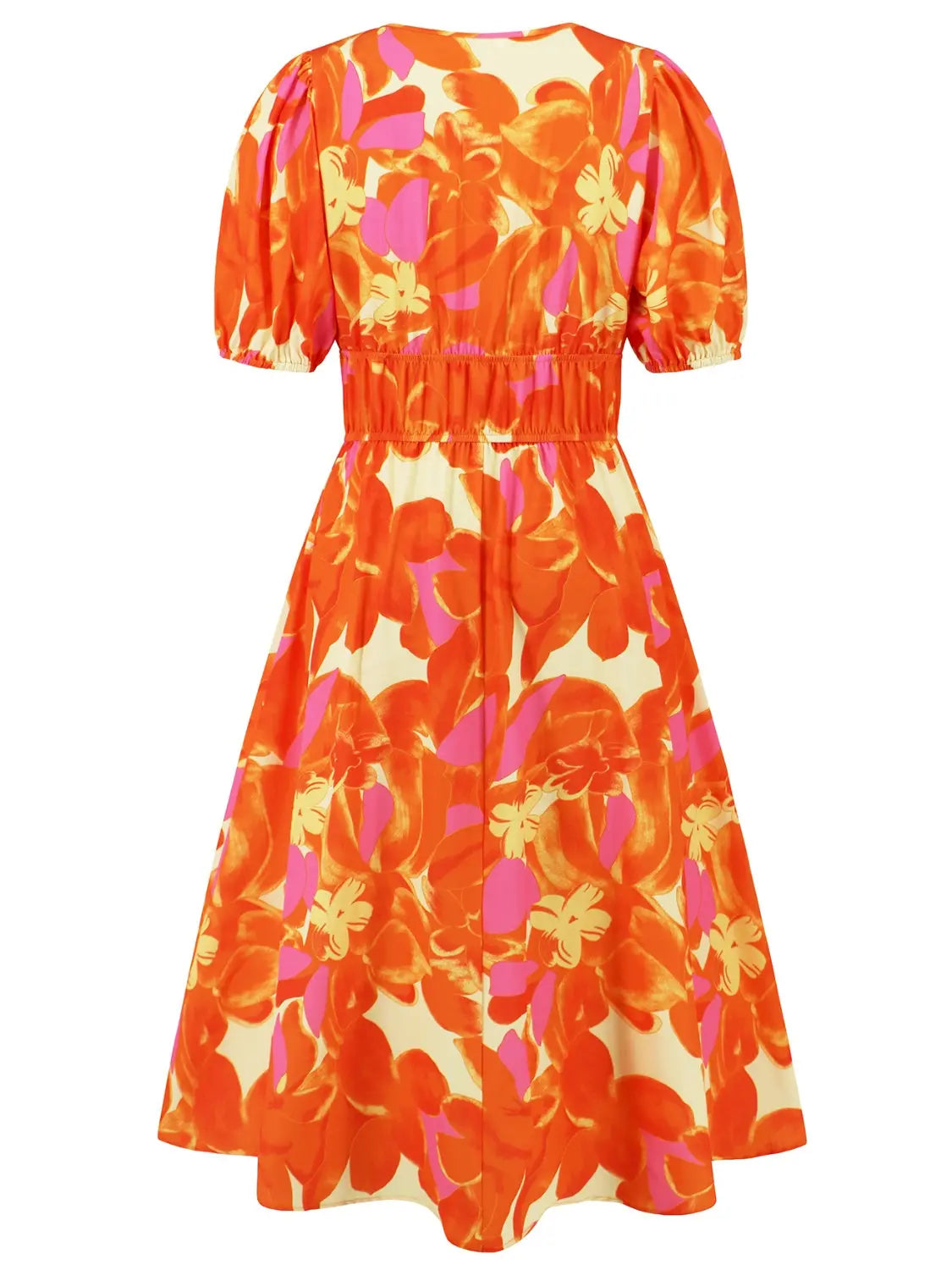 Ruched Printed  Short Sleeve Dress -BazaarBey - www.shopbazaarbey.com