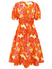 Ruched Printed  Short Sleeve Dress -BazaarBey - www.shopbazaarbey.com