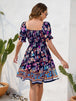 Printed Square Neck Short Sleeve Dress -BazaarBey - www.shopbazaarbey.com