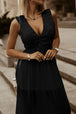 Slit Lace Detail V-Neck Dress -BazaarBey - www.shopbazaarbey.com