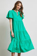  Full Size Cotton Poplin Ruffled Tiered Midi Dress -BazaarBey - www.shopbazaarbey.com