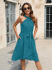 Tied Round Neck Sleeveless Dress -BazaarBey - www.shopbazaarbey.com