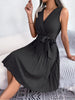 Tied  Sleeveless Pleated Dress -BazaarBey - www.shopbazaarbey.com