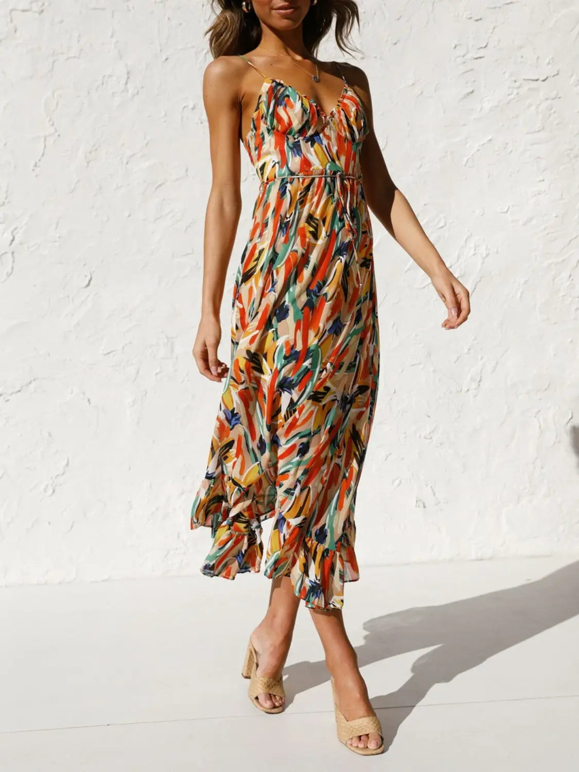Printed Sleeveless Midi Cami dress -BazaarBey - www.shopbazaarbey.com