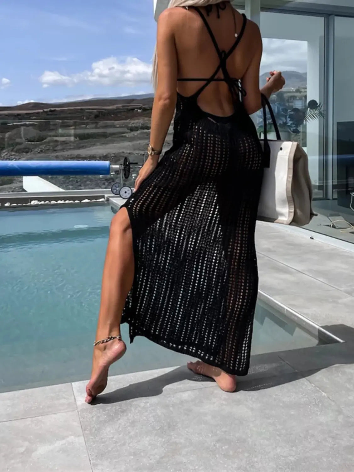  Slit Cutout Wide Strap Dress -BazaarBey - www.shopbazaarbey.com