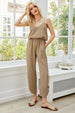 BazaarBey V-Neck Spaghetti Strap Sleeveless Jumpsuit 
