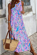 Slit Printed Wide Strap Midi Dress -BazaarBey - www.shopbazaarbey.com