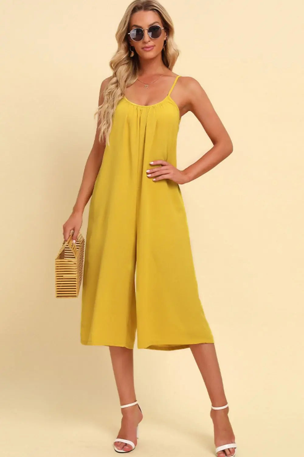 BazaarBey Spaghetti Strap Scoop Neck Jumpsuit 