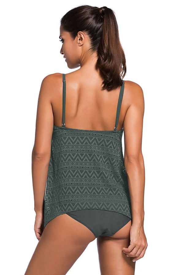  Spaghetti Strap Scoop Neck Tankini Set Trendsi