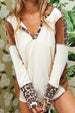 Leopard V-Neck Dropped Shoulder Blouse Bazaarbey
