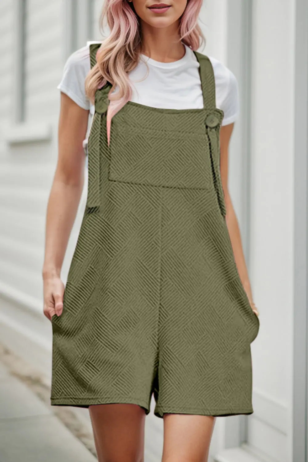 Textured Overall with Pockets Trendsi
