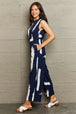 Printed Round Neck  Jumpsuit with Pockets Trendsi