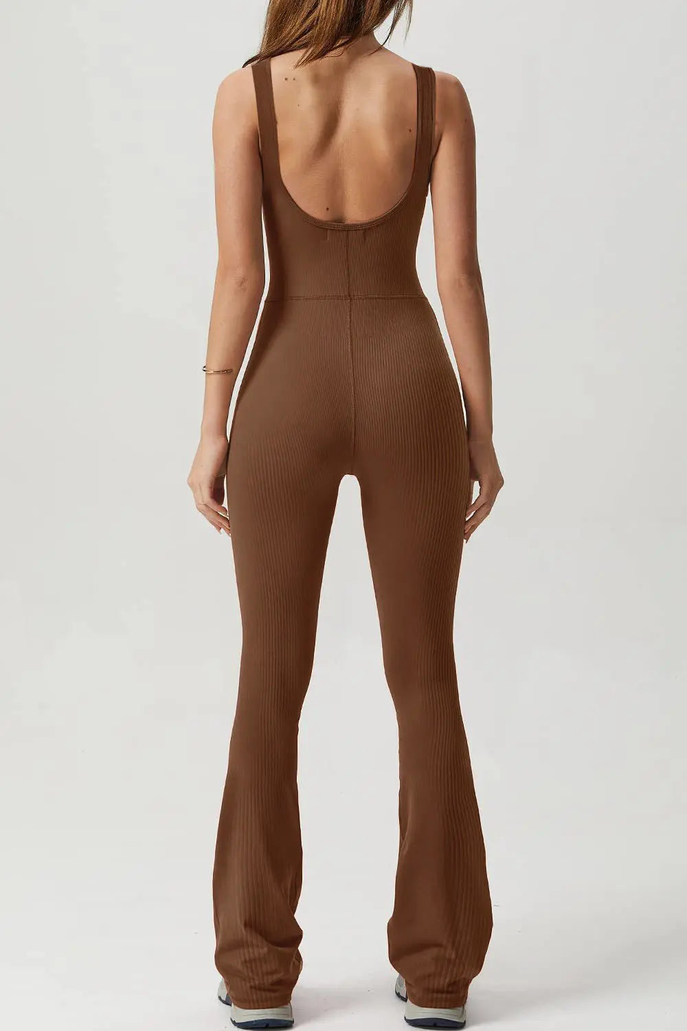Square Neck Sleeveless Sports Jumpsuit Trendsi