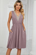 Pocketed V-Neck Wide Strap Dress -BazaarBey - www.shopbazaarbey.com