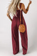 Smocked Square Neck Wide Leg Jumpsuit with Pockets Trendsi