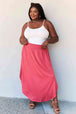  Comfort Princess Full Size High Waist Scoop Hem Maxi Skirt in Hot Pink 