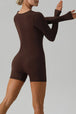 Square Neck Long Sleeve Active Romper Trendsi