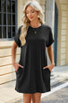 Round Neck Rolled Short Sleeve Tee Dress -BazaarBey - www.shopbazaarbey.com