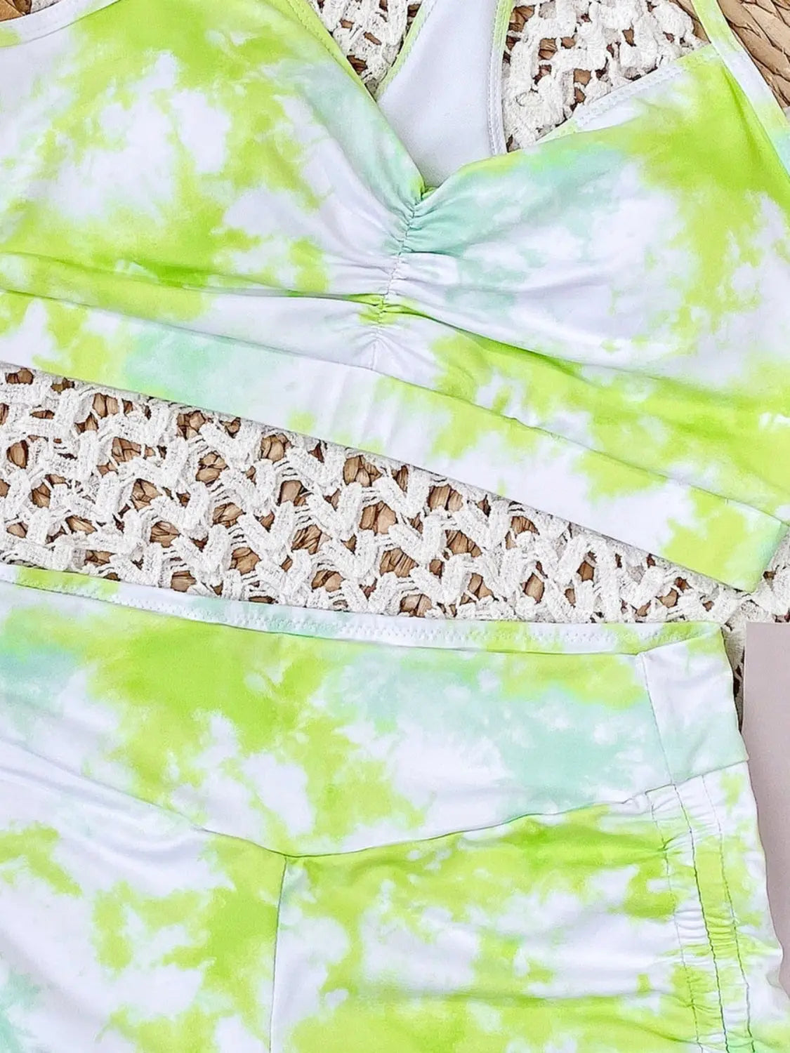 Tie-Dye Spaghetti Strap Top and Drawstring Shorts Swim Set Trendsi