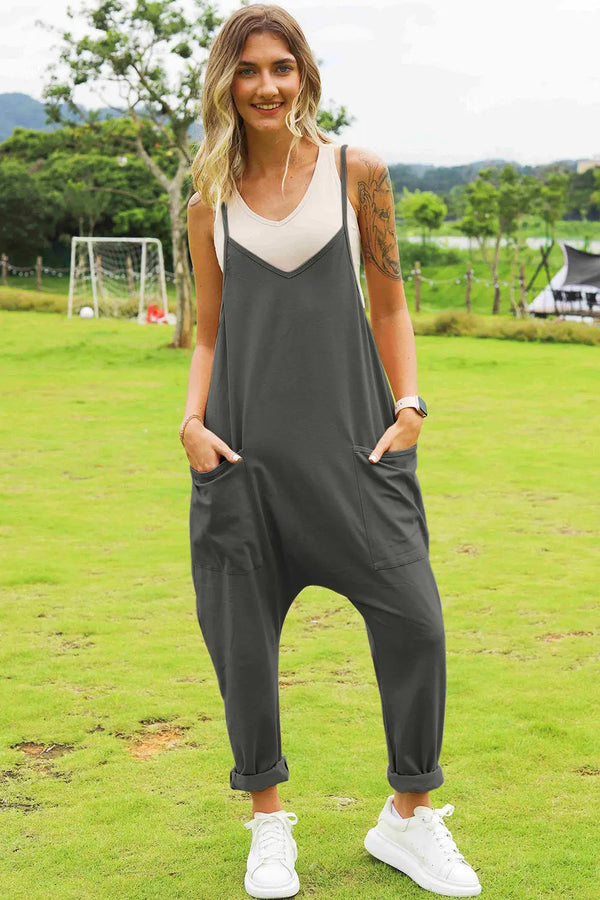 BazaarBey   Sleeveless V-Neck Pocketed Jumpsuit 