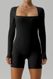 Square Neck Long Sleeve Active Romper Trendsi