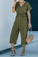 Tie-Waist Buttoned Cropped Jumpsuit Trendsi