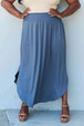  Comfort Princess Full Size High Waist Scoop Hem Maxi Skirt in Dusty Blue 