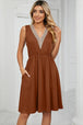 Pocketed V-Neck Wide Strap Dress -BazaarBey - www.shopbazaarbey.com