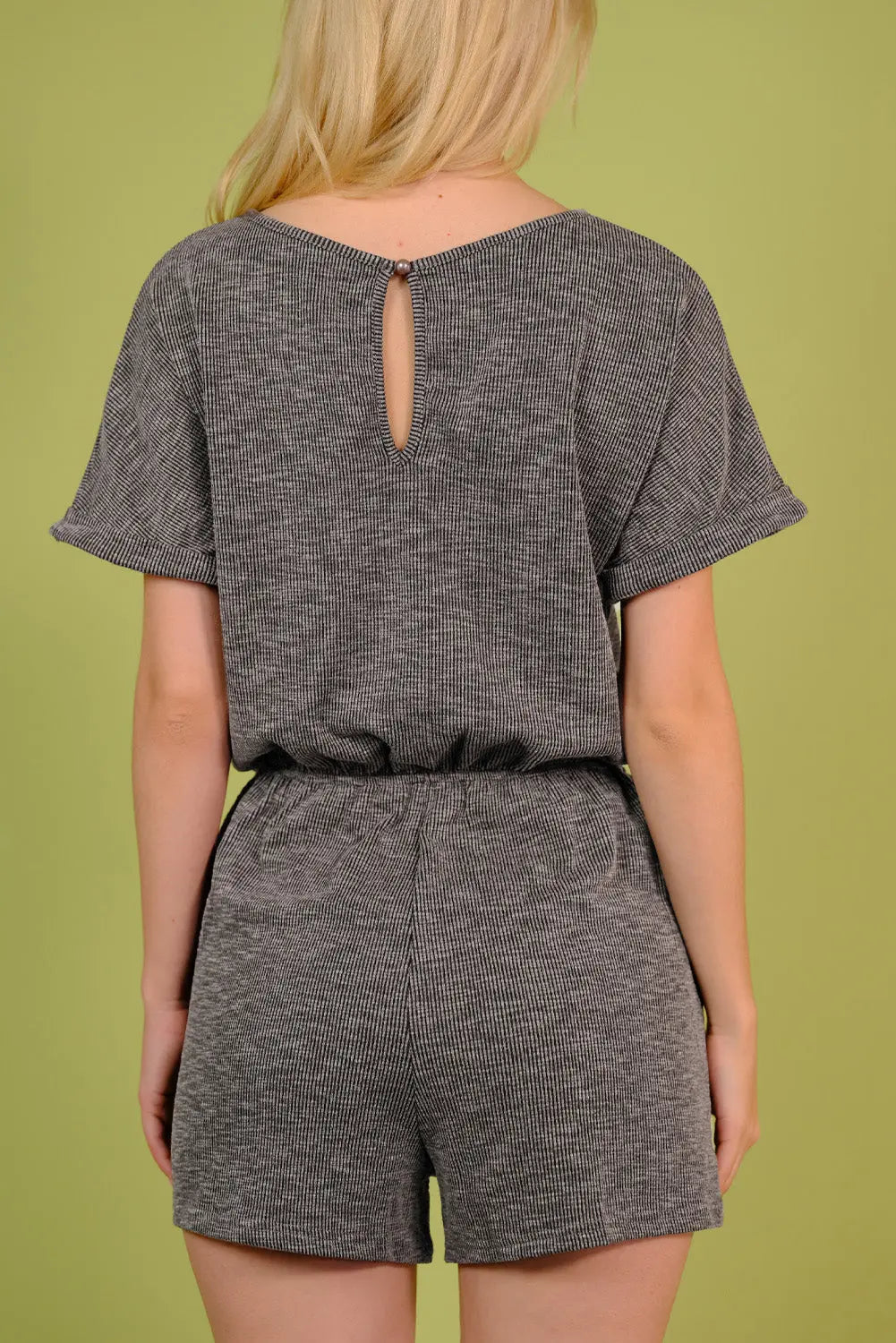 Round Neck Short Sleeve Romper with Pockets Trendsi