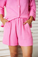  Textured Shirt and Elastic Waist Shorts Set Trendsi
