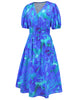 Ruched Printed  Short Sleeve Dress -BazaarBey - www.shopbazaarbey.com