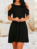 Round Neck Cold Shoulder Short Sleeve Dress -BazaarBey - www.shopbazaarbey.com
