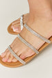  Rhinestone Three-Strap Flat Sandals Trendsi
