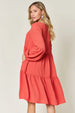  Full Size V-Neck Balloon Sleeve Tiered Dress -BazaarBey - www.shopbazaarbey.com