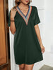 V-Neck Short Sleeve Mini Dress -BazaarBey - www.shopbazaarbey.com