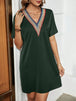 V-Neck Short Sleeve Mini Dress -BazaarBey - www.shopbazaarbey.com