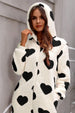 Fuzzy Heart Zip Up Hooded Lounge Jumpsuit Trendsi