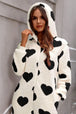 Fuzzy Heart Zip Up Hooded Lounge Jumpsuit Trendsi